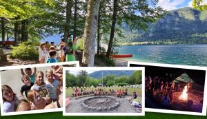 Four pictures capturing memorable moments from our past English summer camps for teenagers in Bohinj, Slovenia Photo