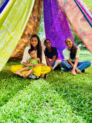 Girls relaxing in the tent Photo