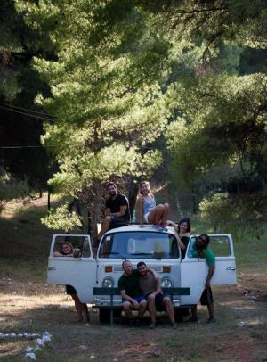 This is a photo of volunteers that visit the city for supplies. Photo